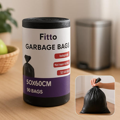 30 Black Garbage Bags, 35 Gallon, 50x60cm Size for Home and Office Use