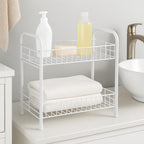 72 Pieces 2-Tier Fruit and Vegetable Racks (Metal Wire Kitchen Storage – Modern Decorative Storage Basket – Compact Organizer for Fruits & Veggies – Durable and Easy to Clean – White)