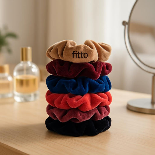 Velvet Elastic Bands Scrunchy Hair Ties Ropes for Women, Pack of 6, Assorted Colors