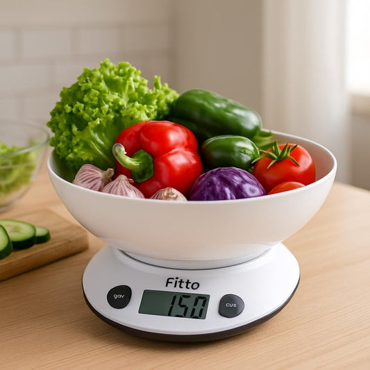 Electronic Kitchen Scale with Bowl, Battery Operated, White