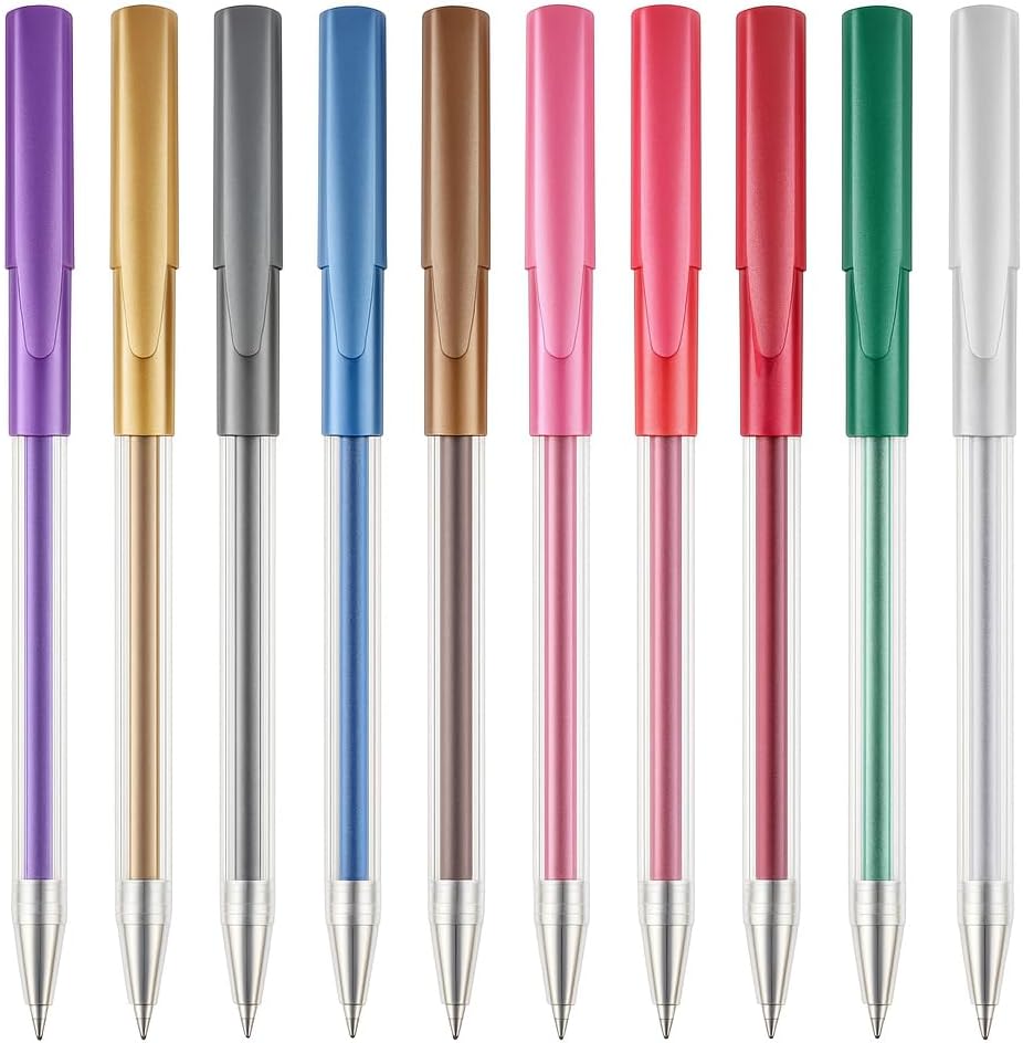 10 Pieces 0.7mm Metallic Ball Point Pens 15cm Assorted Colors
