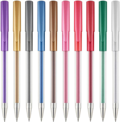 10 Pieces 0.7mm Metallic Ball Point Pens 15cm Assorted Colors