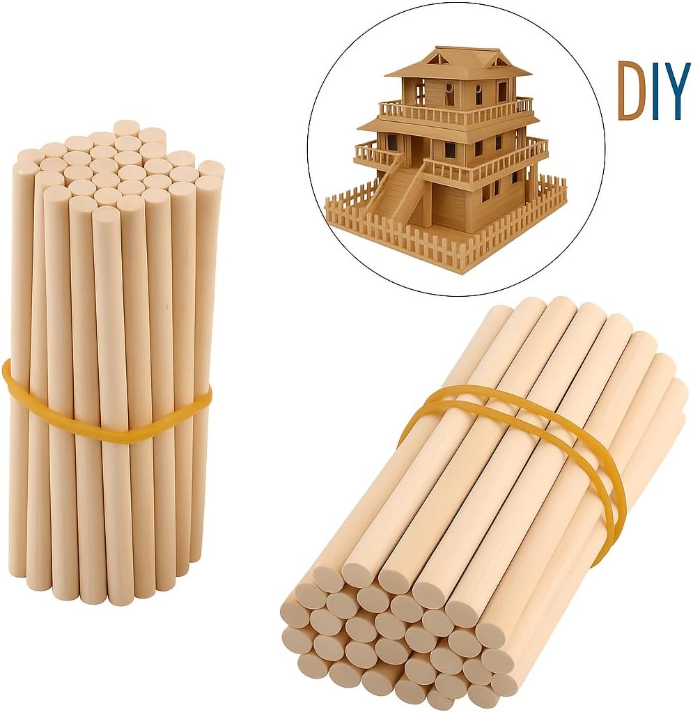 Wooden Sticks 80mm x 3.5mm, 100 Pieces, Natural Wood Color for Crafting and DIY Projects