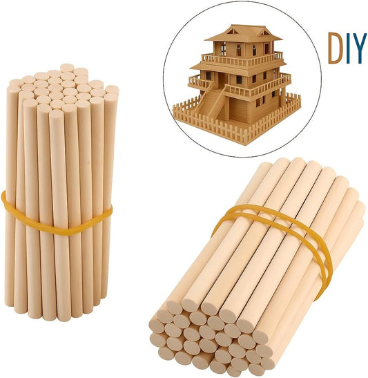 Wooden Sticks 80mm x 3.5mm, 100 Pieces, Natural Wood Color for Crafting and DIY Projects