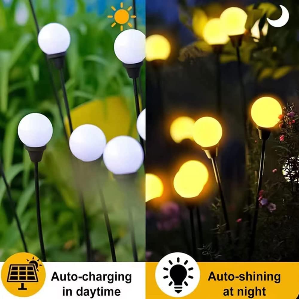 60 Pieces Solar Firefly Lights Outdoor Waterproofs (Pack of 2 – 10 LED Solar String Lights – Decorative Garden Lights – Energy Efficient – Weather Resistant – Perfect for Patio – Lawn – and Holiday Décor)