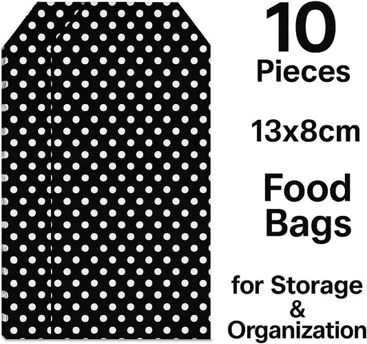 10 Pieces Food Bags 13x8cm Black - Disposable Storage Bags for Kitchen, Food & Leftovers