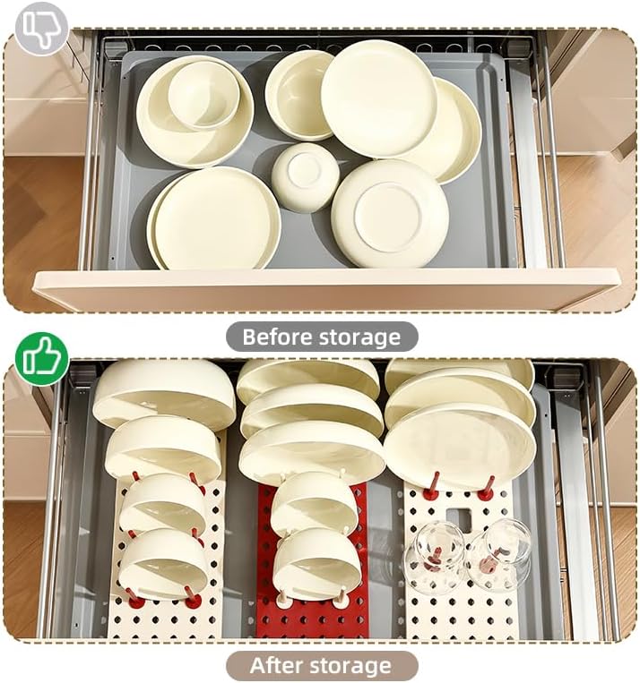Multipurpose Expandable Drawer Rack – Cream & Red
