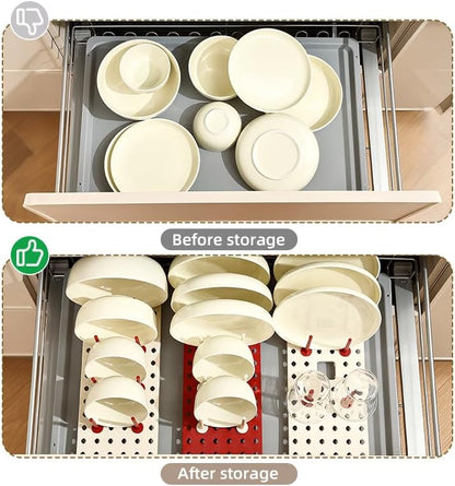 Multipurpose Expandable Drawer Rack – Cream & Red