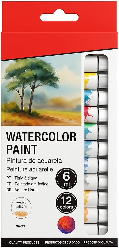 96 Pieces 12pcs (6ml Water Color Paint Set – 12 Vibrant Colors for Arts – Crafts & DIY)