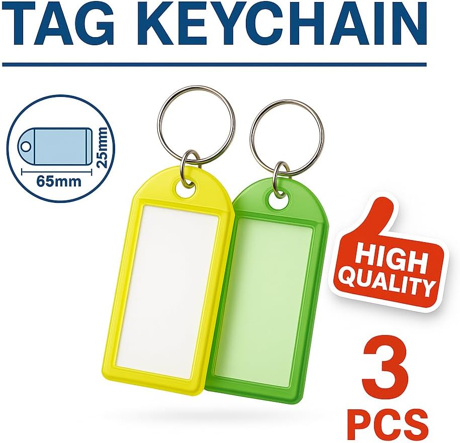 144 Pieces 3-Piece Mixed Color Key Tags for Organizing and Labeling