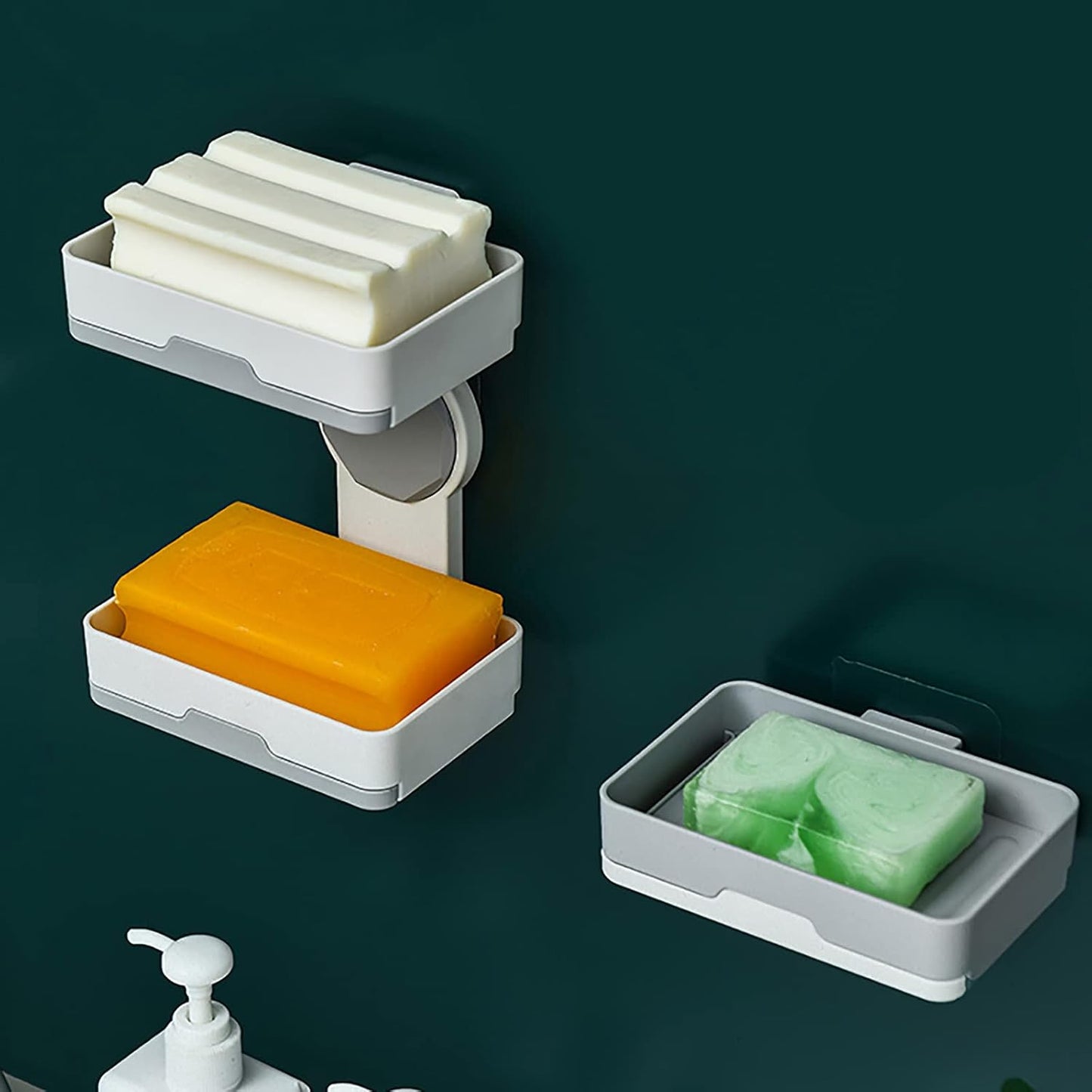 Double Soap Holder with Suction Cup, Double Layer, Removable, Space Saving, Strong Soap Holder