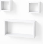 48 Pieces Flt Wall Shelves Cuboid 3Pcs Sets (White for Home and Office Storage)