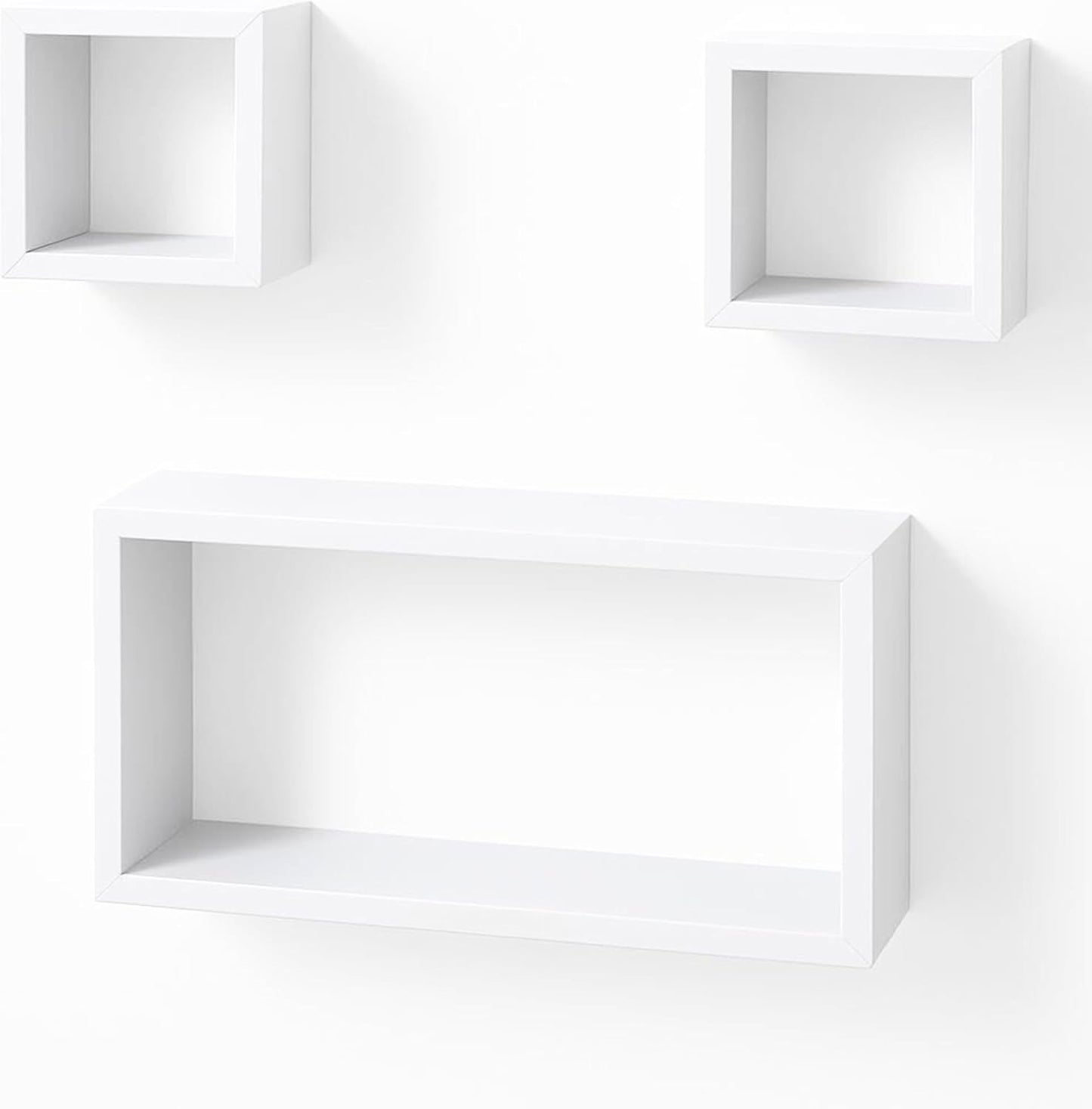 Flt Wall Shelves Cuboid 3Pcs Set, White for Home and Office Storage