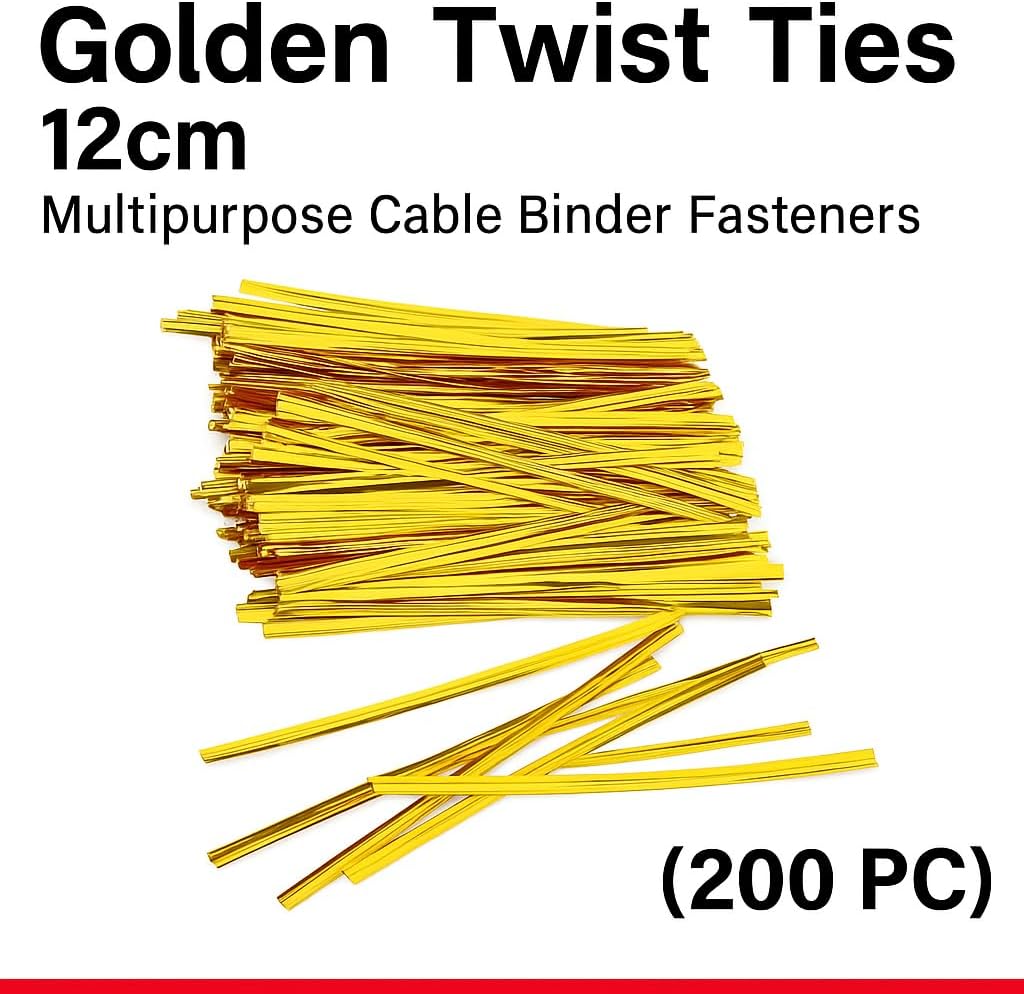 Golden Twist Ties 12cm - Multipurpose Cable Binder Fasteners