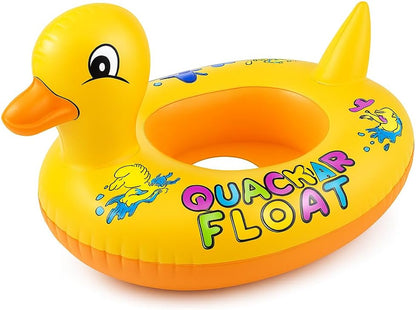 Infant Pool Float Duck - Inflatable Baby Boat Swimming Ring Trainer with Double Handle, Waist Support