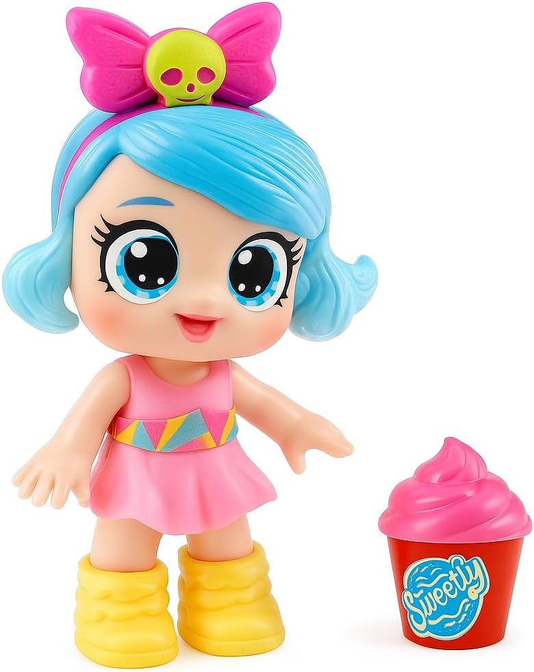 72 Pieces pretty stylish modern dolls with yellow boots (large blue eyes – Dolls blue hair with battery – singing doll toy ice cream blind box surprise 12-inch toy for girls)