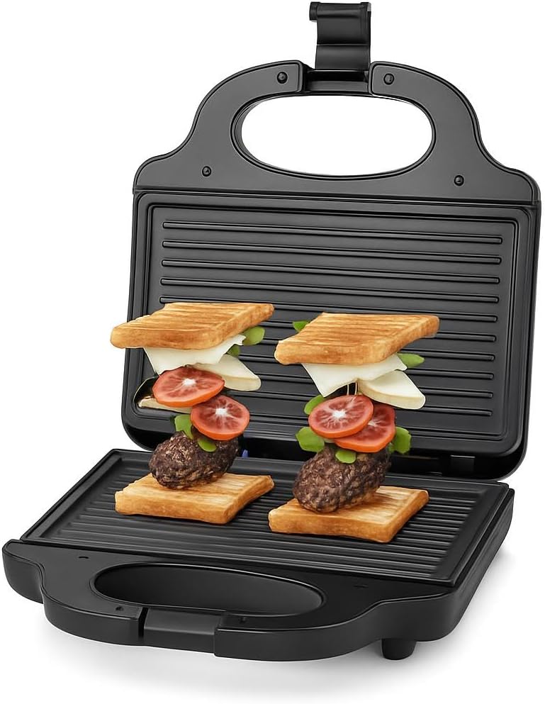 60 Pieces Non-Stick Electric Sandwich Maker withs (850W Heating – Black)