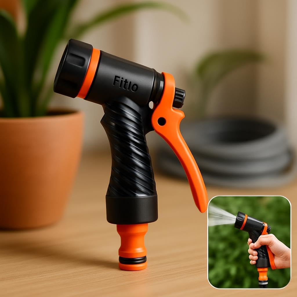 96 Pieces Adjustable Handheld Garden Hose Nozzles with Textured Grip and Orange Trigger
