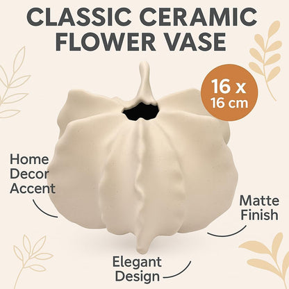 Classic White Ceramic Flower Vase 16x16cm Home Decor Accent