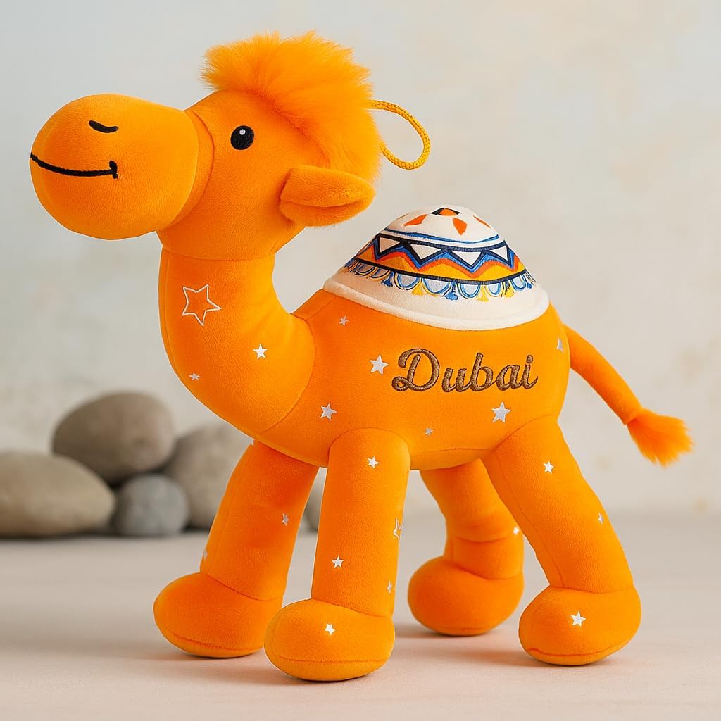 Orange Camel 20 cm Figurine - Decorative Camel Sculpture for Home, Office, Living Room