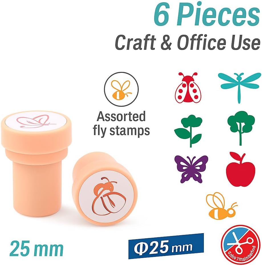 120 Pieces 6 Pieces Assorted Flies Stamps (25mm for Craft and Office Use)