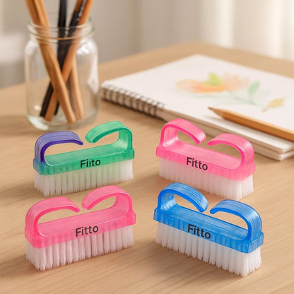 4 Pack Handle Grip Nail Brush, Fingernail Scrub Cleaning Brushes for Toes and Nails Cleaner, Ergonomic Handle for Easy Cleaning, Gentle yet Effective Scrub for Nails, Feet, and Hands (Assorted)