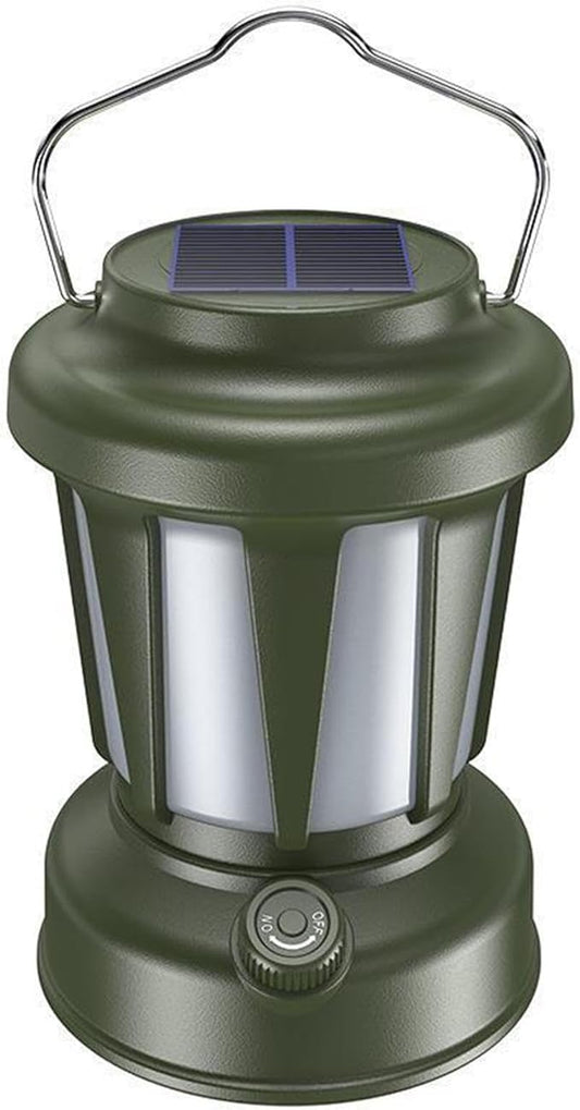 Fitto Rechargeable Camping Lantern, IPX4 Waterproof, Solar Vintage, 3 Light Modes, 360 Degree Coverage, For Tents Garden Outdoor