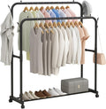 72 Pieces Clothes Racks with Bottom Shelf (Sturdy Black Metal Garment Rack with Storage Shelf for Hanging Clothes – Coats – Jackets – and Organizing Shoes – Accessories – and More)