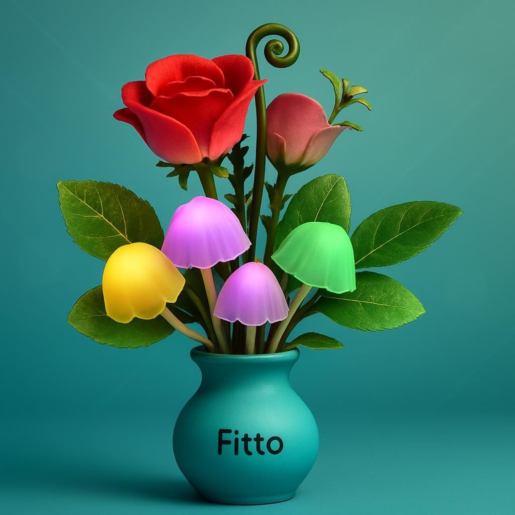 LED Night Light – 1 Pack Plug-in Rose Flower Mushroom Design with Auto Dusk to Dawn Sensor, Energy Saving, Soft Warm Glow for Bedroom, Bathroom, Living Room, Kitchen & Hallway