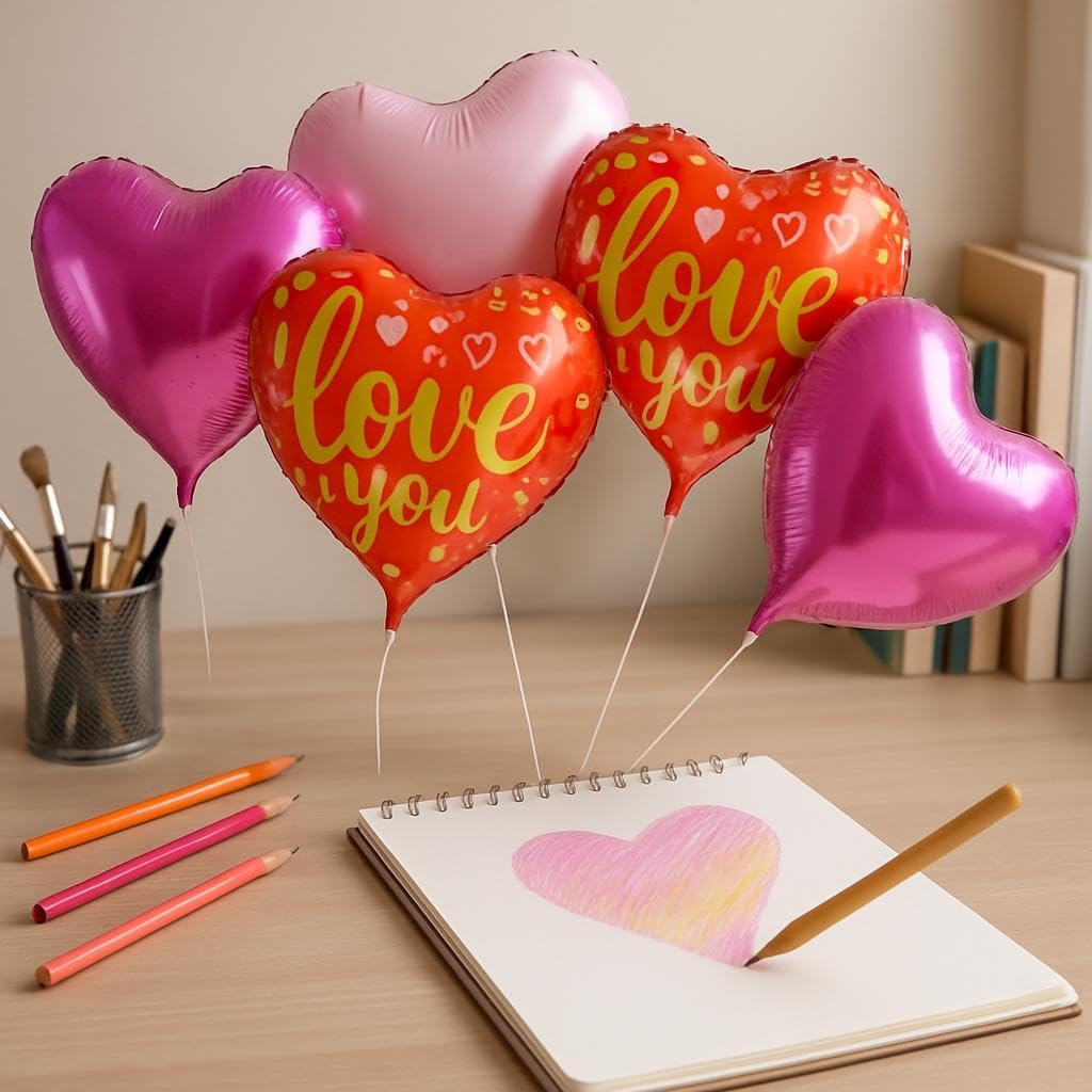 120 Pieces 18 Inch I Love You Foil Balloon Sets for Parties & Celebrations (pack of 5)