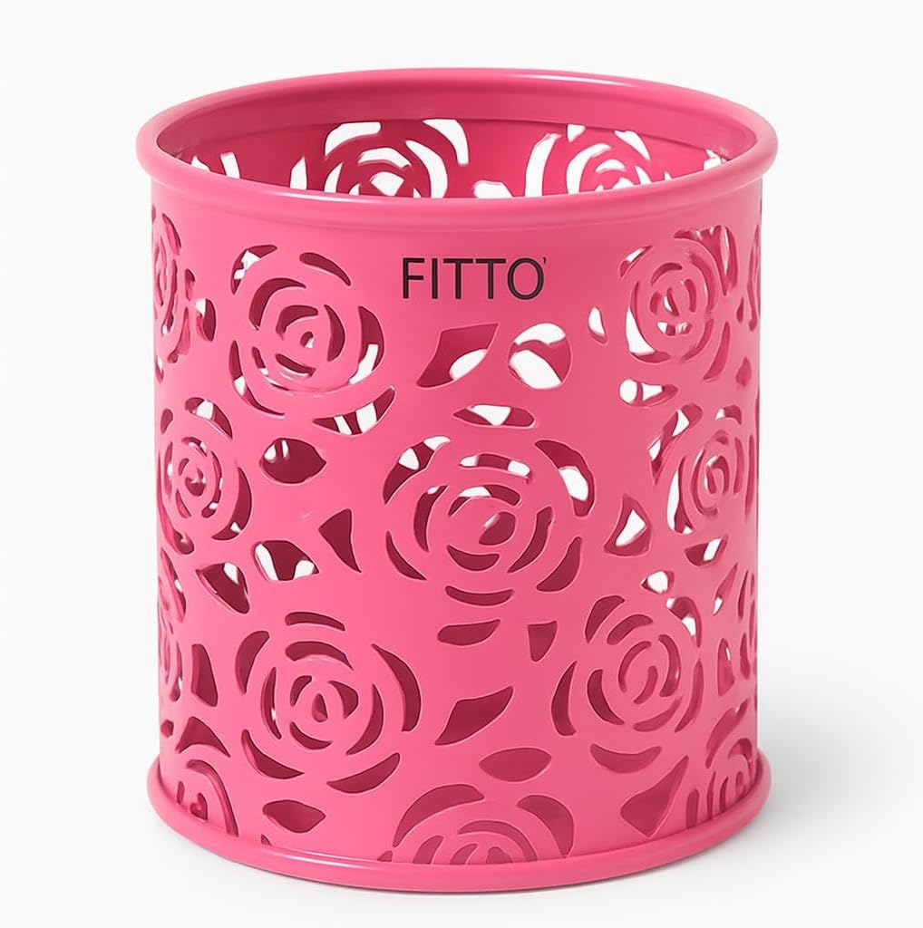 Flamingo Pink Pen Holder 8x9cm Round Desk Organizer