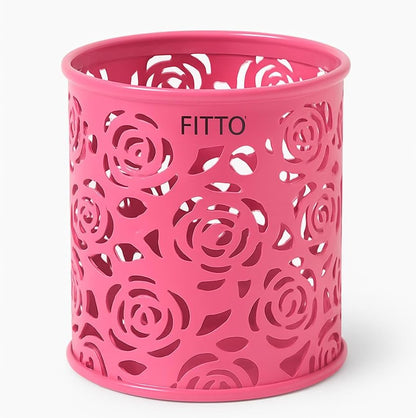 Flamingo Pink Pen Holder 8x9cm Round Desk Organizer