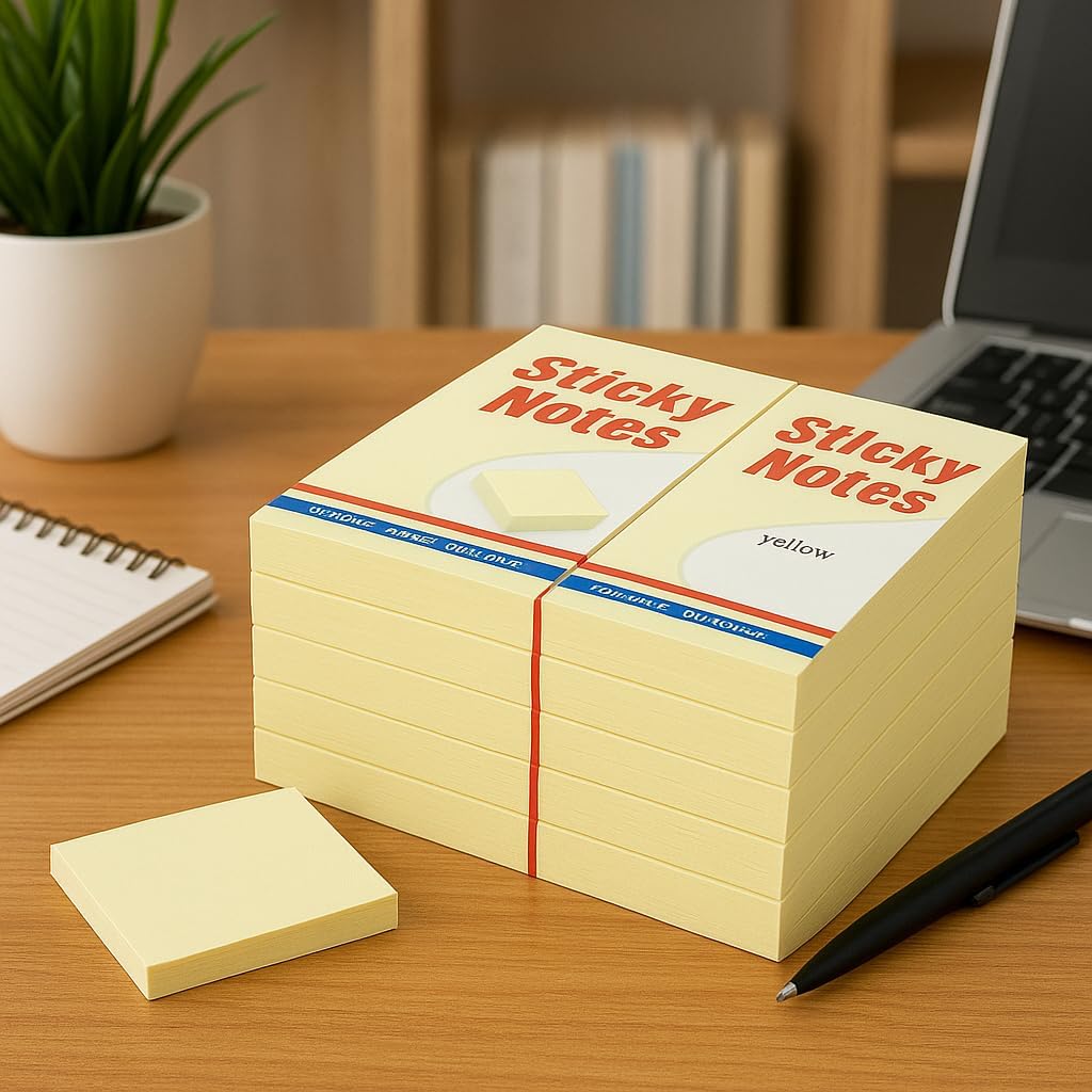 96 Pieces Sticky Notes (12 Pack – 2x3 Inches – Self-Stick Notes in Assorted Colors – Repositionable Sticky Notes for Office – Home – School – and Classroom – 12 Pads of 100 Sheets Each)