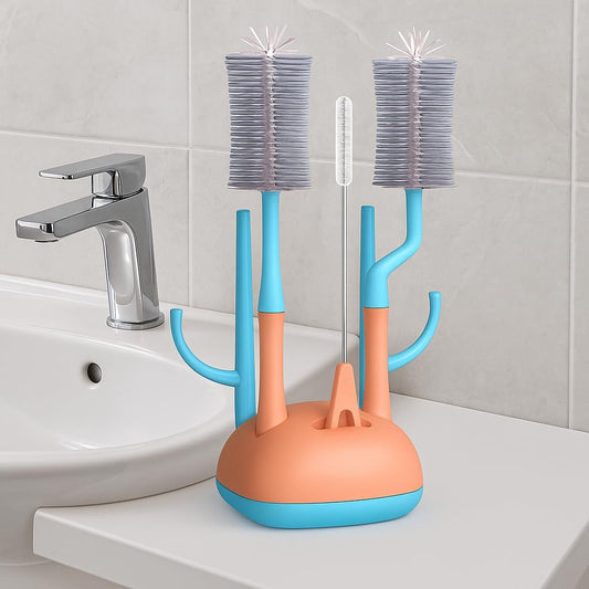 Bottle Brush Cleaning Set - 3-in-1 Eco-Friendly Cleaning Brushes for Baby Bottles, Glassware, and Kitchen Accessories - Durable, BPA-Free, Ergonomic Design for Easy Use