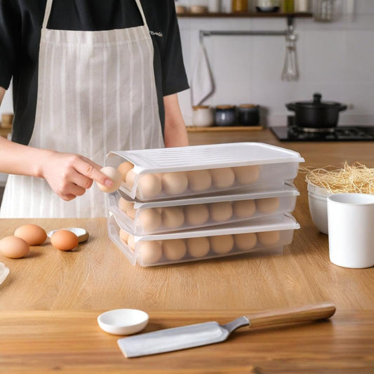Stackable Egg Box - Gray and White - Standard Size - 12 Egg Capacity
