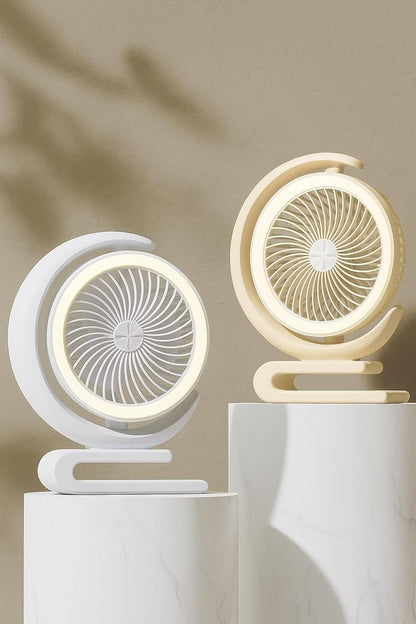 Rechargeable High-speed Table Fan with USB Charging, Portable Moon Fan, Silent Fan Rotates 360°, Multicolour