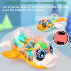 96 Pieces Electric Transparent Concept Gear Ducks (Music Interactive – Universal Walking – Early Education Vehicle – Gift Toys for Children)