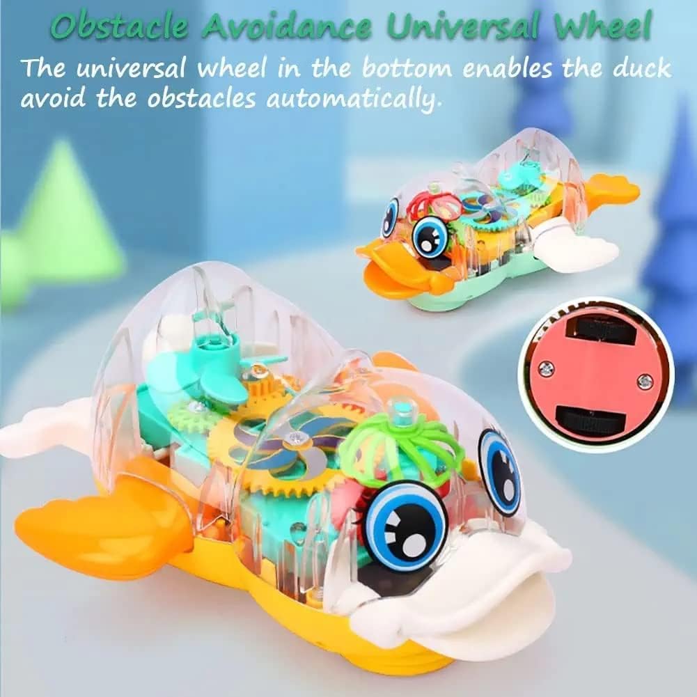 96 Pieces Electric Transparent Concept Gear Ducks (Music Interactive – Universal Walking – Early Education Vehicle – Gift Toys for Children)