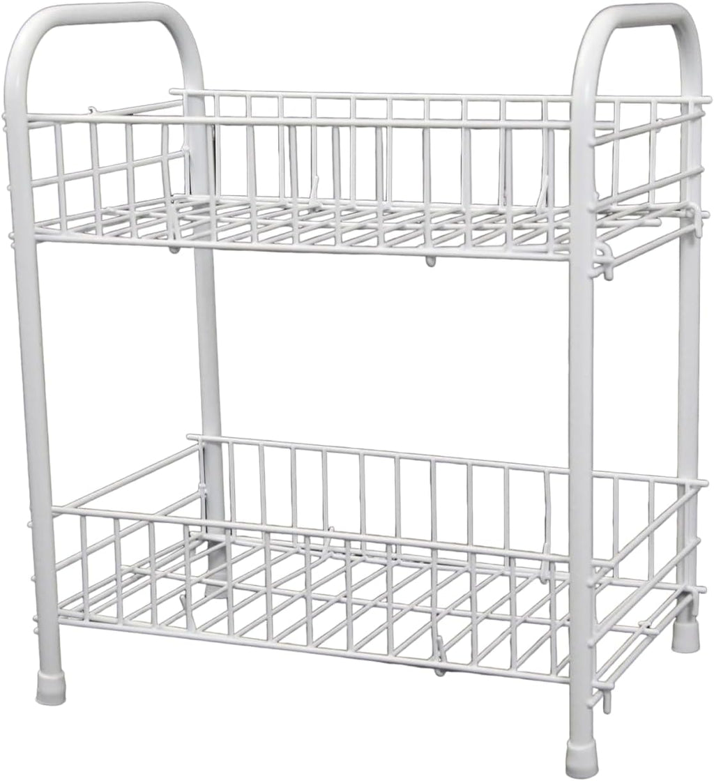 72 Pieces 2-Tier Fruit and Vegetable Racks (Metal Wire Kitchen Storage – Modern Decorative Storage Basket – Compact Organizer for Fruits & Veggies – Durable and Easy to Clean – White)
