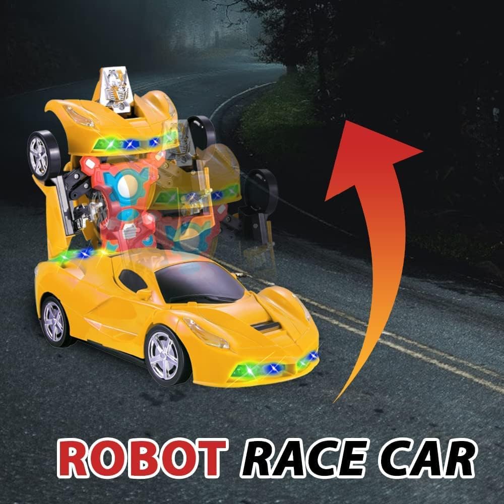 96 Pieces 2 In 1 Transformer Sports Car Transform Automatically From Robot Mode To Sports Car Modes with Light and Music