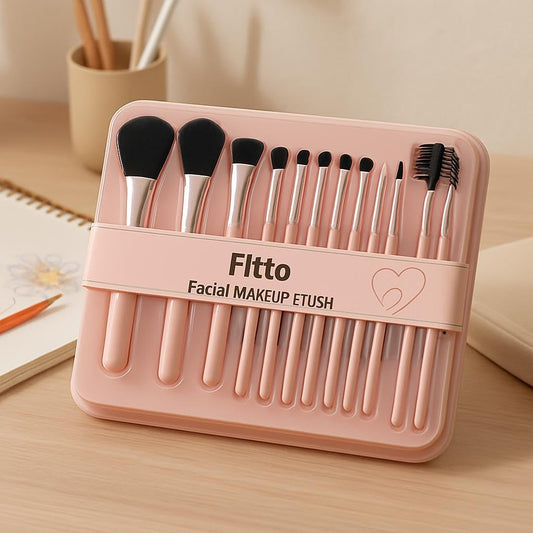 12 Pcs Makeup Brushes Set - Naked 3 Professional Makeup Brush Kit with Soft Bristles for Face & Eye Makeup, Includes Foundation, Blush, Eyeliner, Eyeshadow Brushes & Storage Case