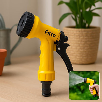 Yellow Garden Hose Nozzle with Trigger Handle and Adjustable Water Flow