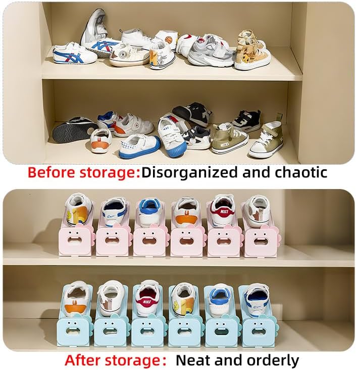 Compact Trapezoidal Shoe Rack – Blue & Pink – Lightweight Design