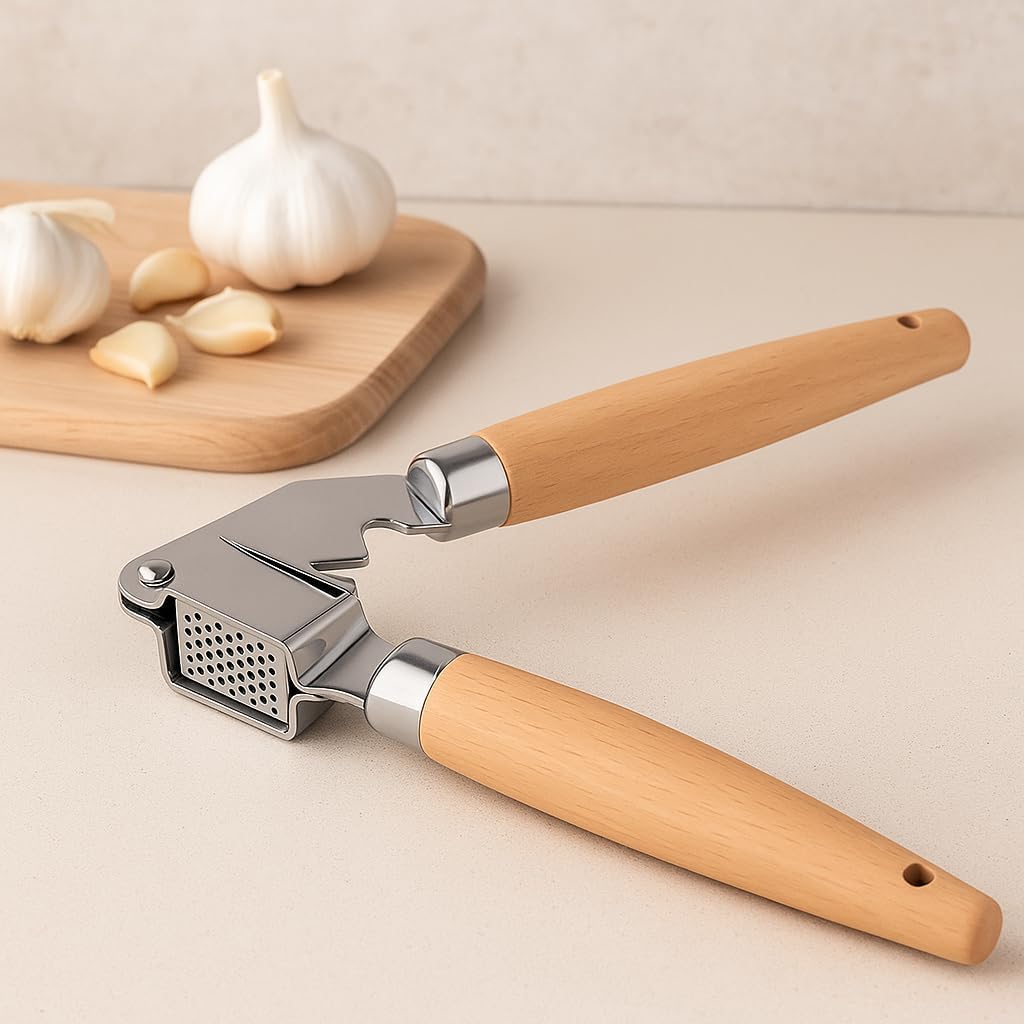 96 Pieces Stainless Steel Garlic Press (Ergonomic Kitchen Essential for Crushing Garlic and Shallots – Removable Basket for Easy Cleaning – and Durable Construction)