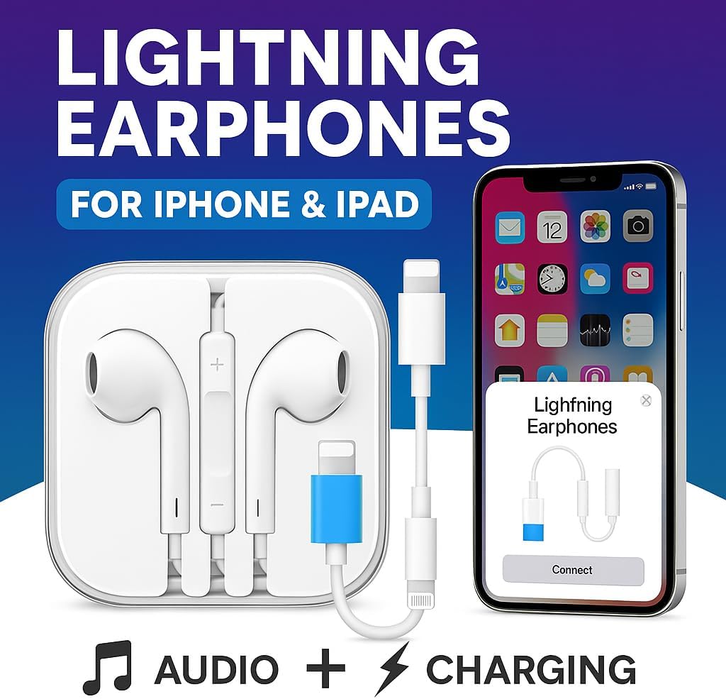 Head Set Lightning Connector Adapter for iPhone iPad, Audio & Charging