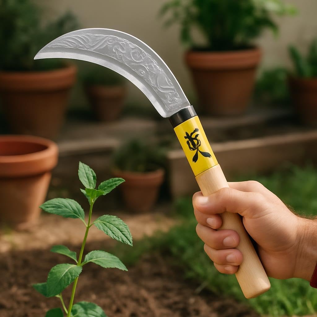 120 Pieces Hand-Held Gardening Tools with Curved Blade and Wooden Handle