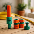 96 Pieces 3/4 Hose Nozzle Sets with 3 Interchangeable Connectors - Orange & Green
