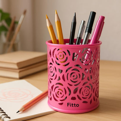 Flamingo Pink Pen Holder 8x9cm Round Desk Organizer
