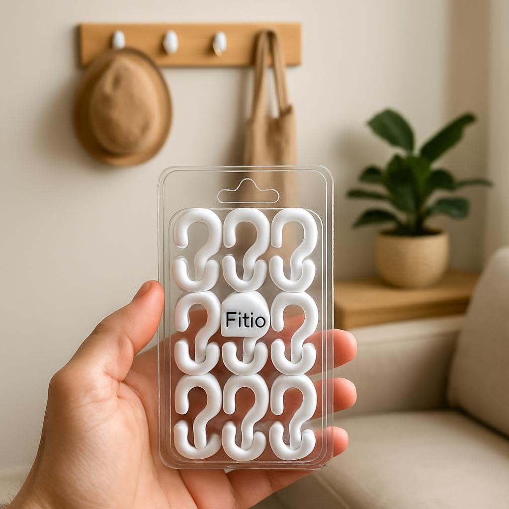 White Plastic Hooks for Hanging Items - 12 Pack