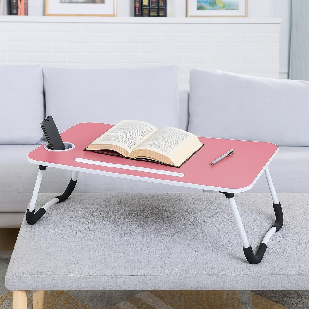96 Pieces Study/Laptop Tables (Pink - Adjustable Height & Ergonomic Desk – Portable Workstation for Home – Office – Kids – and Students – Foldable and Compact – Sturdy Construction)